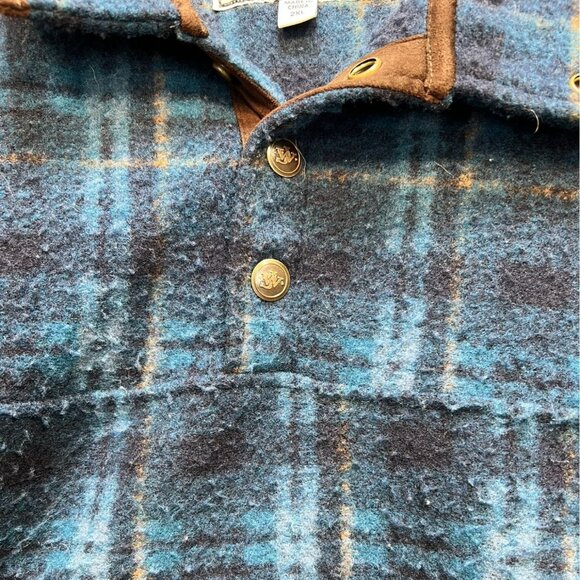 John Wayne Mens Pullover Shirt Jacket Size 2XL Blue Plaid Henley Flannel Cozy - Picture 8 of 13